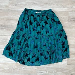 Anthropologie Maeve Velvet Star-Print Midi Skirt